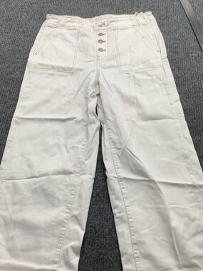Chico's White Cargo Work Pant with Button-Fly